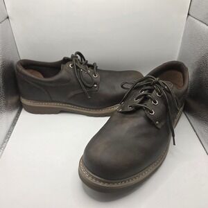 Elk Woods Lucas Mens Steel Toe Work Shoes Brown Leather Oil Resistant Size 13